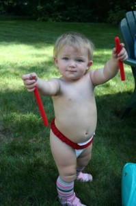 Toddler wearing prefold belt