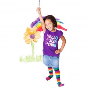 Rock-a-Thigh Baby Kiddie Socks Rainbow on Model