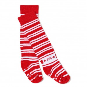 Rock-a-Thigh Baby Kiddie Socks Red and White Stripes